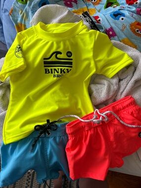 Binky Bro Neon Yellow Rash Guard & shorts bundle